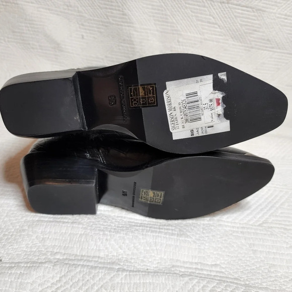 Sigerson Morrison Jaden Black Croc Leather Tall Boots Size 37.5 New - Picture 15 of 16